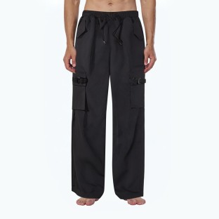 Multi Pocket Solid Color Straight Casual Pants