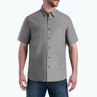 Dark Grey Formal Men's Short Sleeved Shirt 