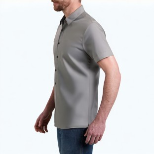 Dark Grey Formal Men's Short Sleeved Shirt 