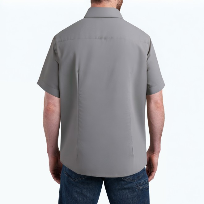 Dark Grey Formal Men's Short Sleeved Shirt 