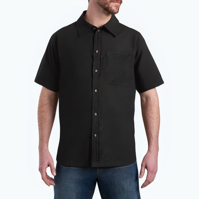Black Textured Short Sleeved Shirt 
