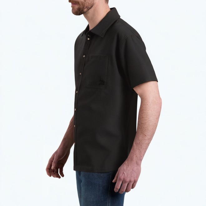 Black Textured Short Sleeved Shirt 