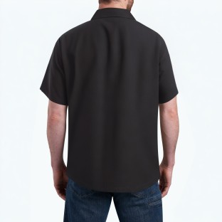 Black Textured Short Sleeved Shirt 
