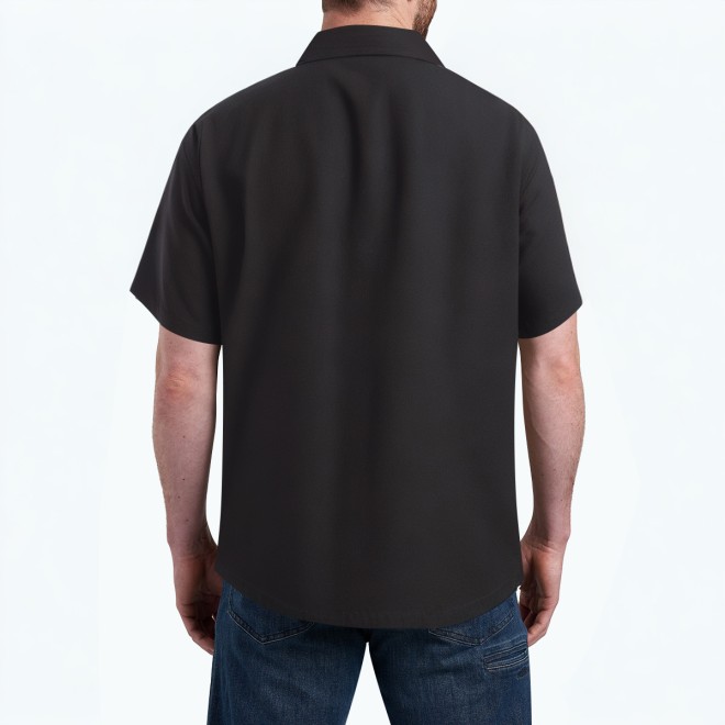 Black Textured Short Sleeved Shirt 
