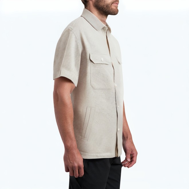 Men's Casual Textured Short Sleeved Shirt 
