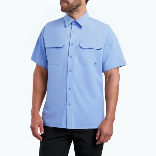 Blue Commuter Lapel Short Sleeve Shirt 