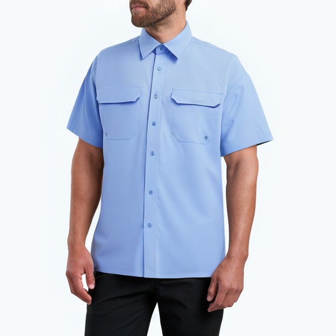 Blue Commuter Lapel Short Sleeve Shirt 