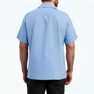 Blue Commuter Lapel Short Sleeve Shirt 
