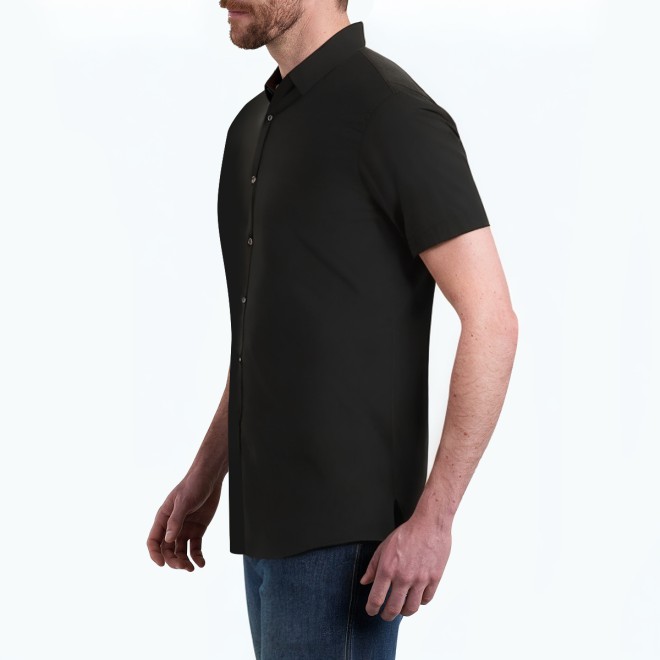 Men's Black Business Short Sleeved Shirt 