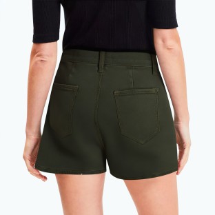 Green Denim Wide Leg Shorts 