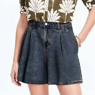 Loose Blue A Line Denim Shorts