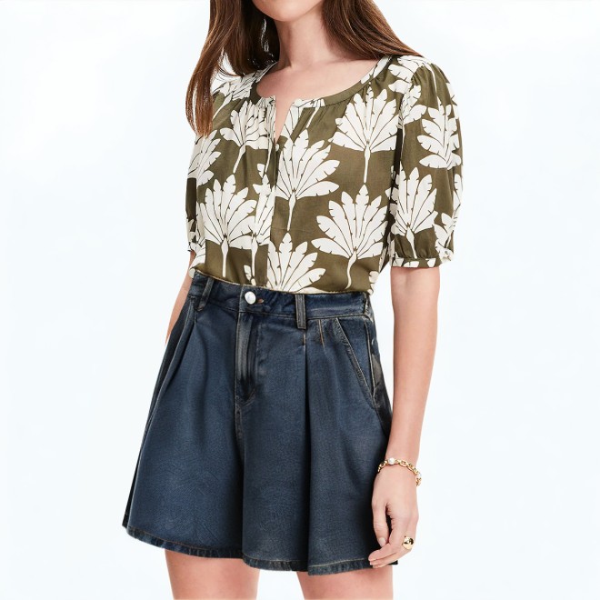 Loose Blue A Line Denim Shorts