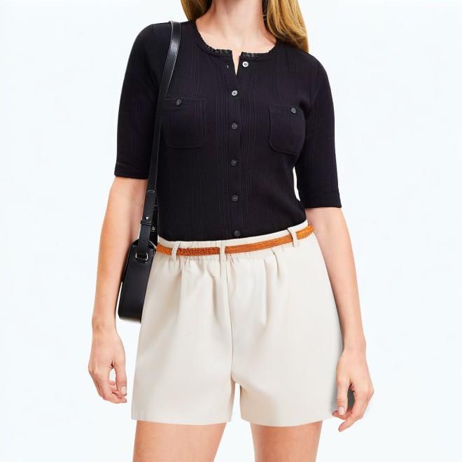 Simple Commuting High Waist Wide Leg Shorts