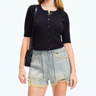 Retro Classic Ripped Raw Edge Shorts