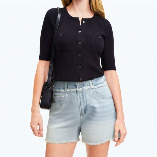 Light Colored Retro Raw Edge Denim Shorts