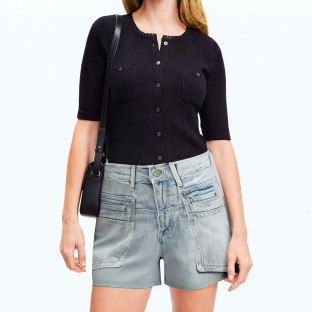 Cotton Raw Edge A Line Jeans