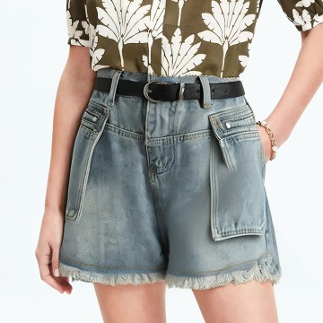 Summer Raw Edge A Line Wide Leg Shorts
