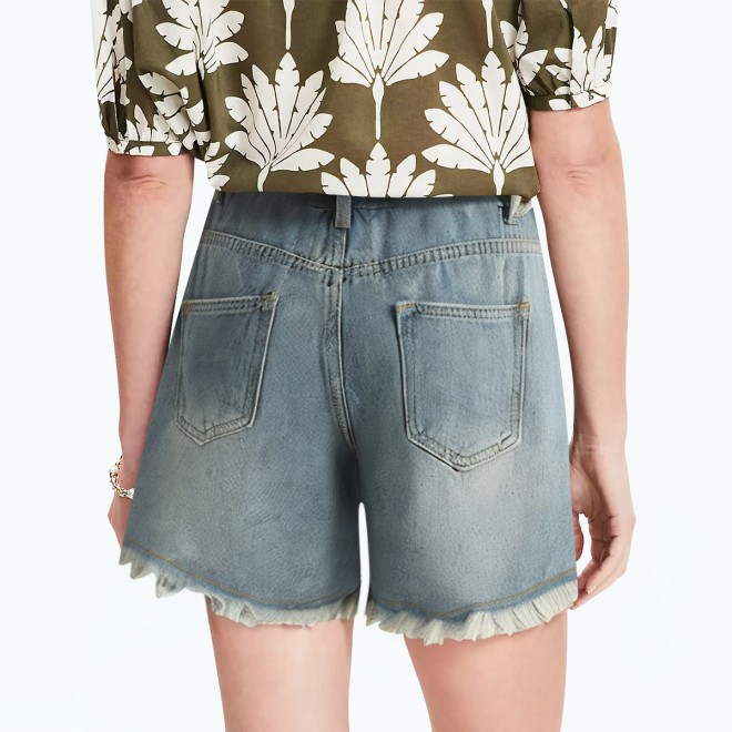 Summer Raw Edge A Line Wide Leg Shorts