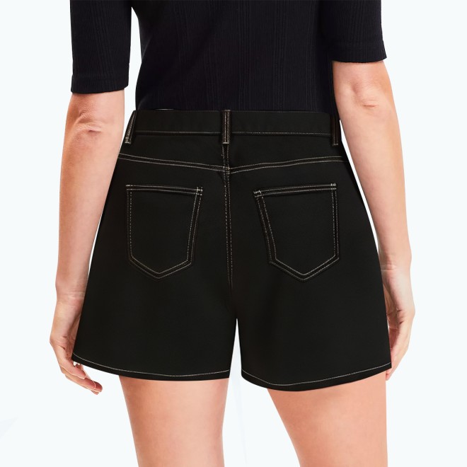 Summer Denim Shorts With Exposed Stitching