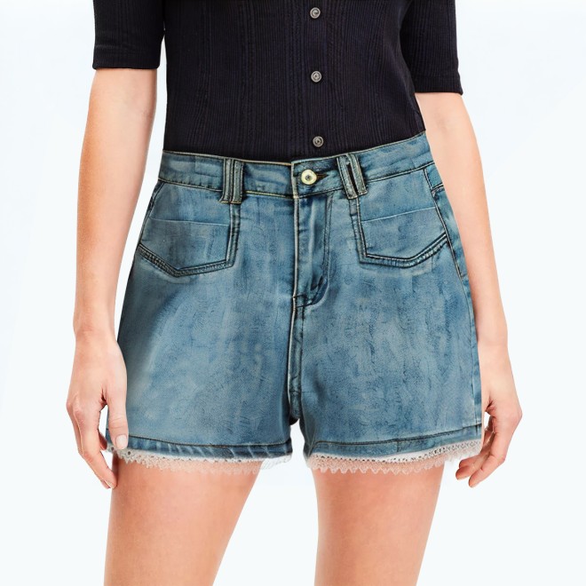 Denim Lace Shorts 
