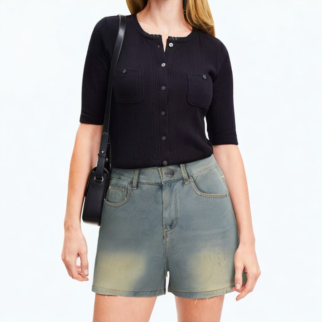 Slimming Loose Wide Leg Denim Shorts 