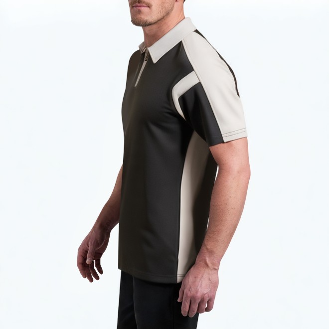 Men's Contrast Half Zip POLO Shirt