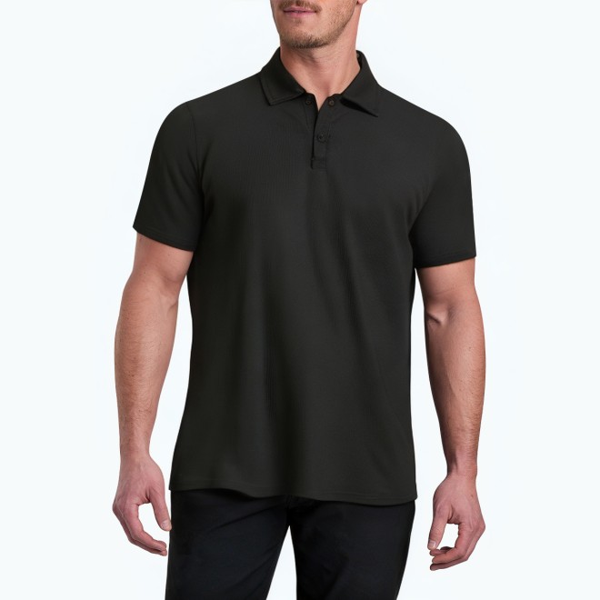 Loose Waffle Short Sleeved Polo Shirt