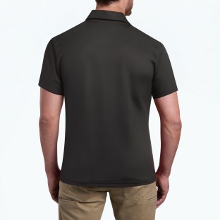 Cotton Patchwork Contrast Color Polo Shirt