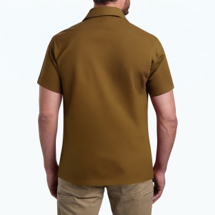 Half Zip Three Dimensional Pocket Short Sleeved Polo Shirt
