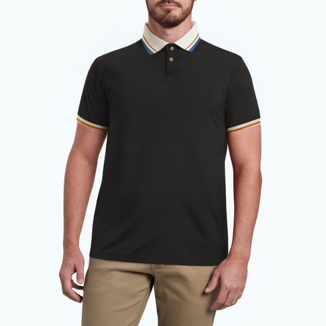 Summer College Style Contrast Color Short Sleeve POLO Shirt