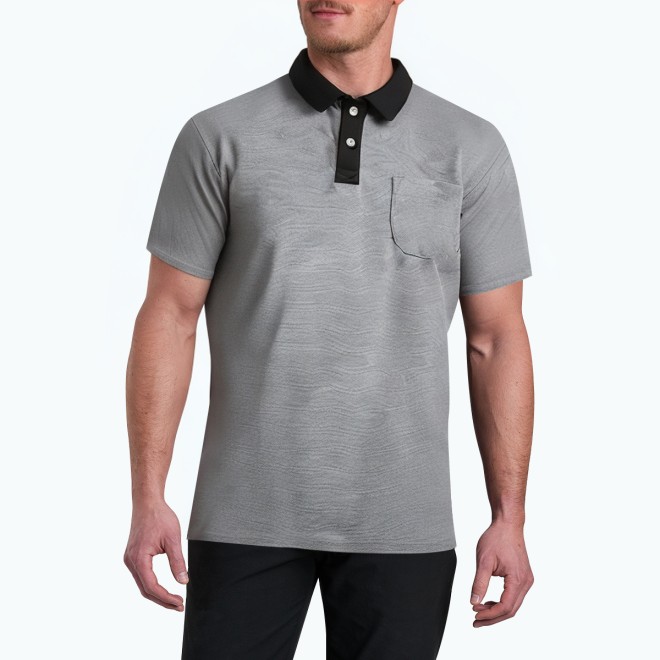 Men's Color Blocked Lapel Short Sleeved Polo Shirt