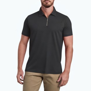 Men's Metal Zipper Short Sleeved POLO Shirt