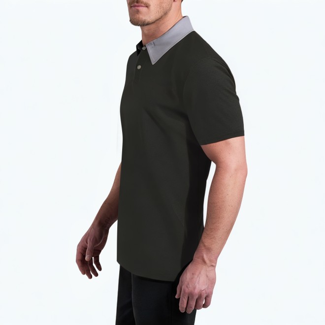 Men's Button Down Lapel Short Sleeved Polo Shirt 