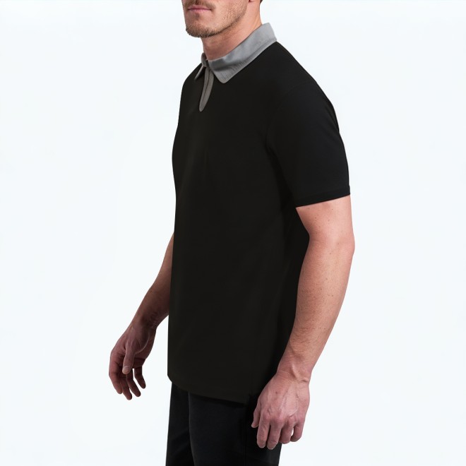 Summer Contrast Half Zip Polo Shirt