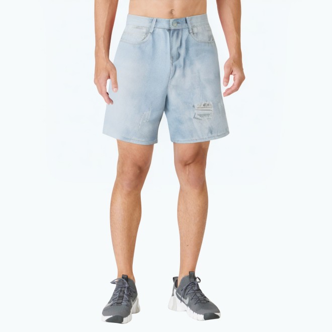 Light Blue Ripped Denim Shorts