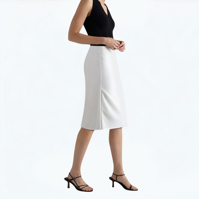 Pleated Slit Suit Skirt