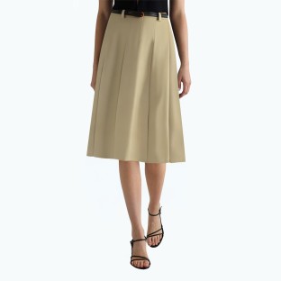Grey Pleated Suit Skirt