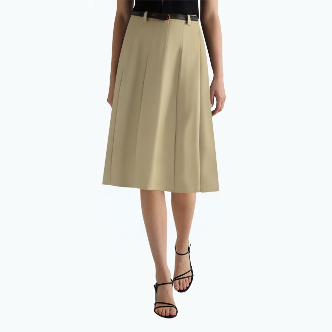 Grey Pleated Suit Skirt