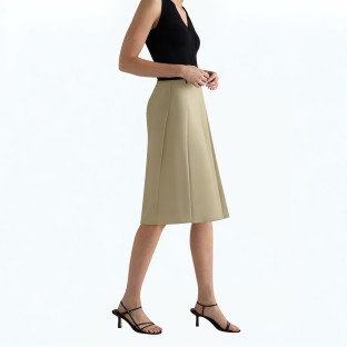 Grey Pleated Suit Skirt
