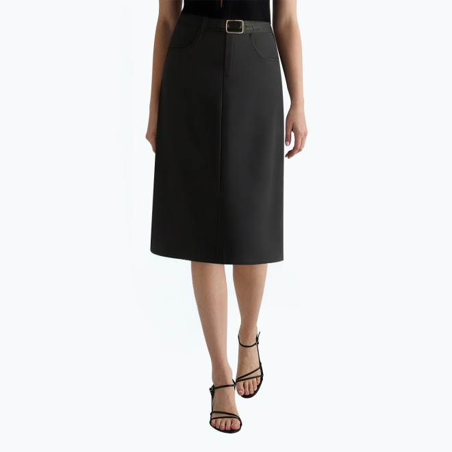 High Waisted H Shaped Suit Skirt