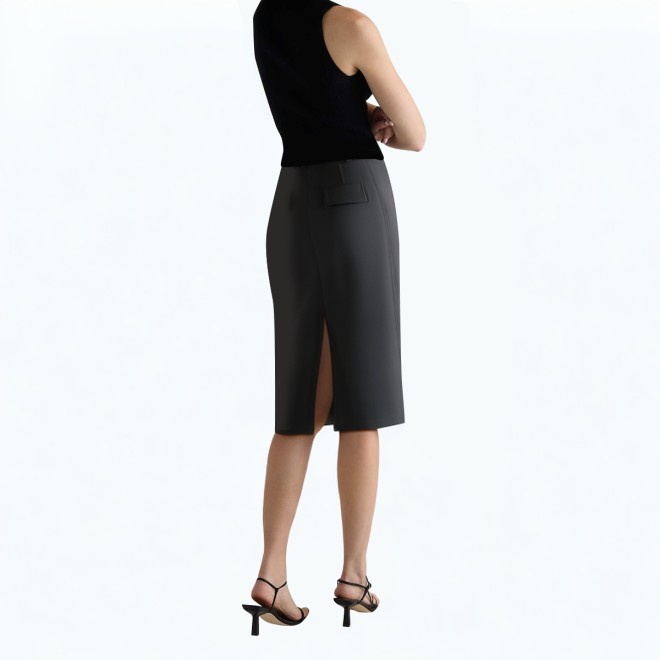 High Waisted H Shaped Suit Skirt