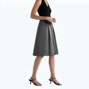 Gray A Line Mid Length Suit Skirt