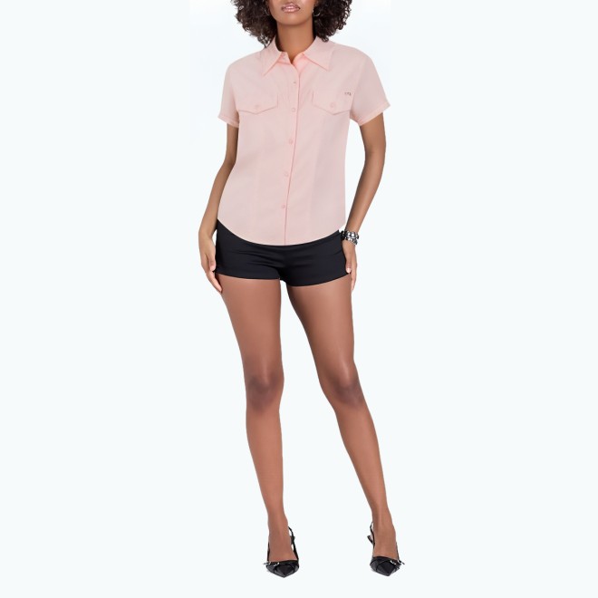 Simple And Versatile Solid Color Short Sleeved Shirt