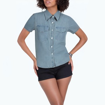 Retro Denim Short Sleeved Shirt 