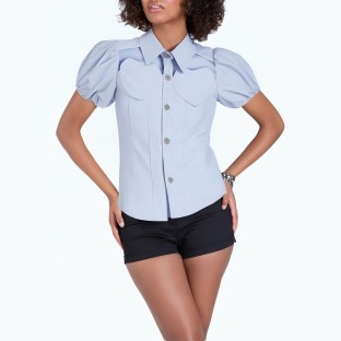 Shoulder Hollow Short Sleeved Shirt