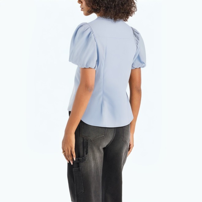 Shoulder Hollow Short Sleeved Shirt