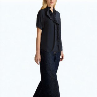 Asymmetric Lace Short Sleeved Shirt
