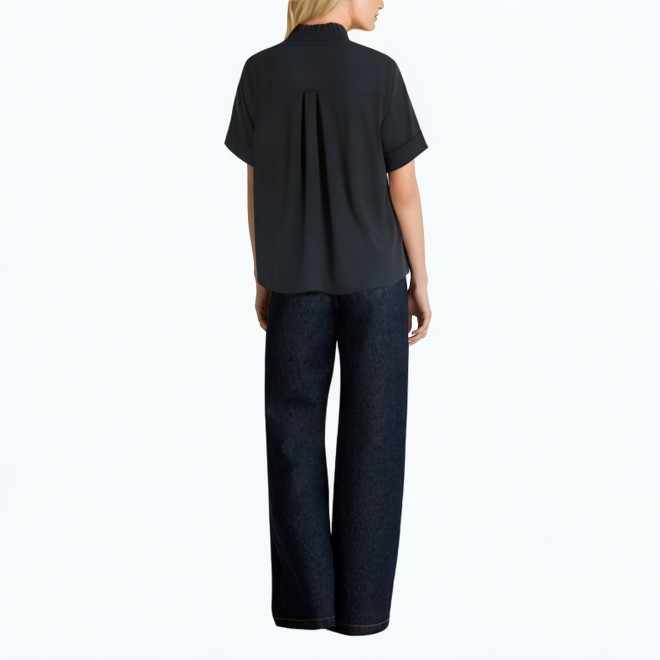 Asymmetric Lace Short Sleeved Shirt