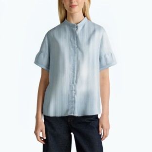 Round Neck Striped Short Sleeved Shirt
