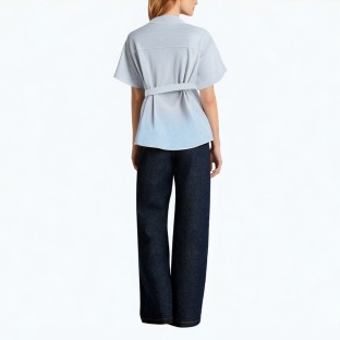 Summer V Neck Pleated Puff Sleeve Shirt